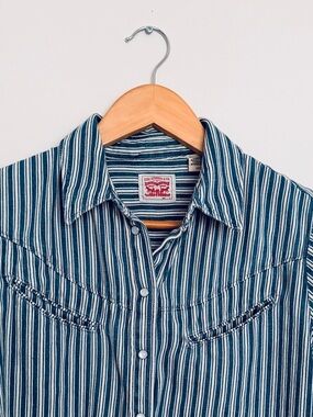 Levi's Blue and White Striped Shirt